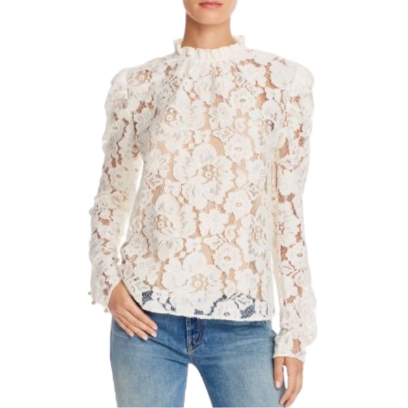 Wayf Tops - WAYF Erika Puff-Sleeve Lace Top Blouse Fairy Victorian Romantic Quiet Luxury NWT